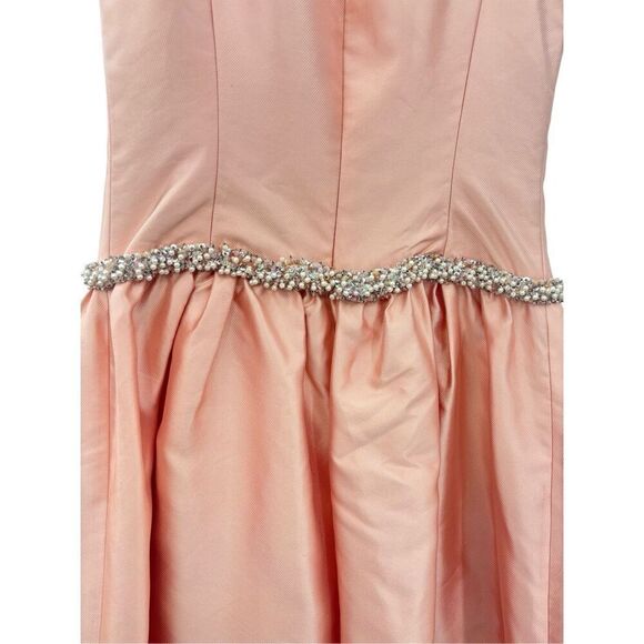 Ricky freeman Teri Jon 100% silk sleeveless peach dress size 2 - Picture 10 of 14